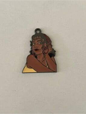 Enamel Black Woman Charm in Brown and Gold